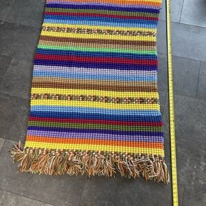 Colorful Rainbow  Striped Crochet Bobble Blanket Throw